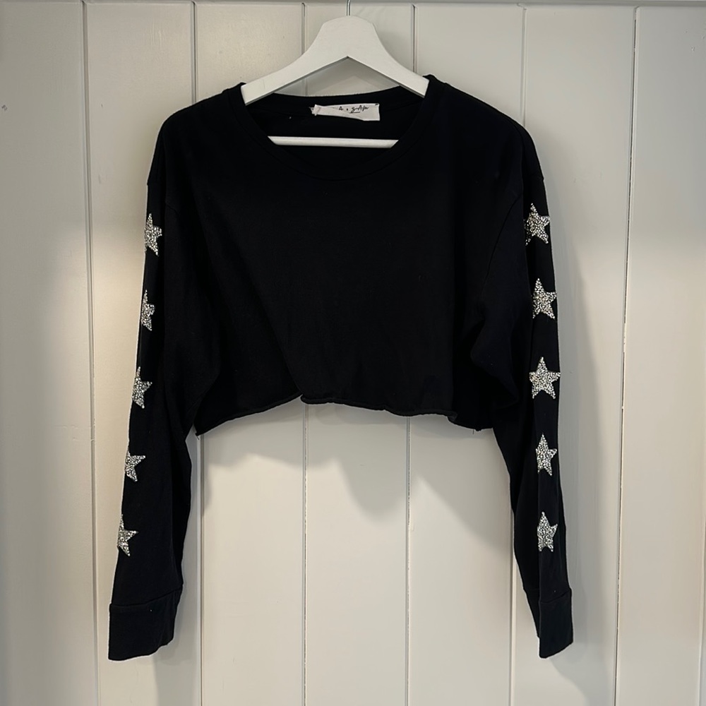 Emma and Sam Cropped Star Rhinestone Long Sleeve